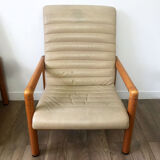 80s cream leather armchair Flàttoto
