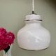 XXL vintage opaline pendant lamp with silver edges