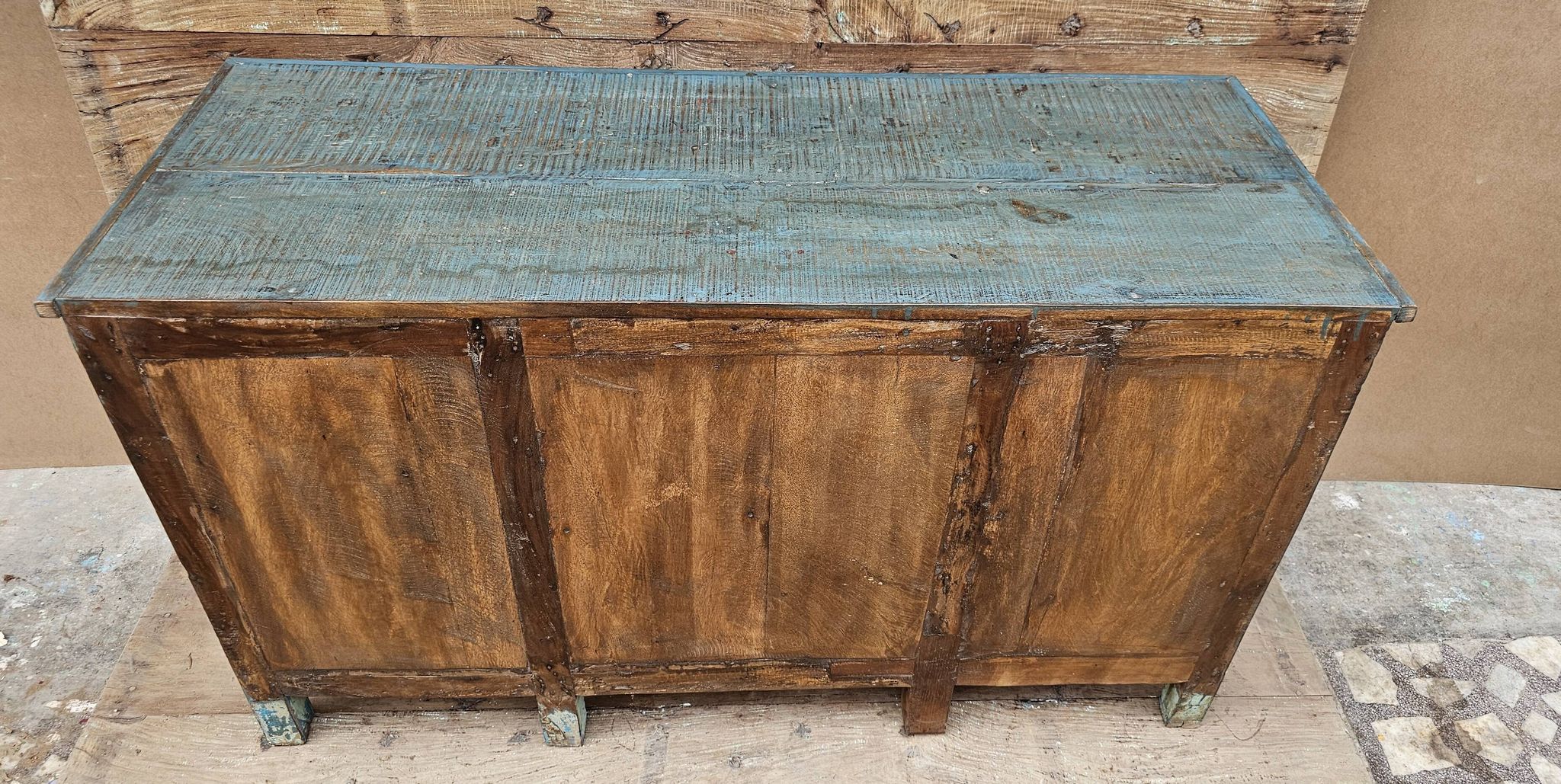 Antique glass-fronted buffet in Burmese teak