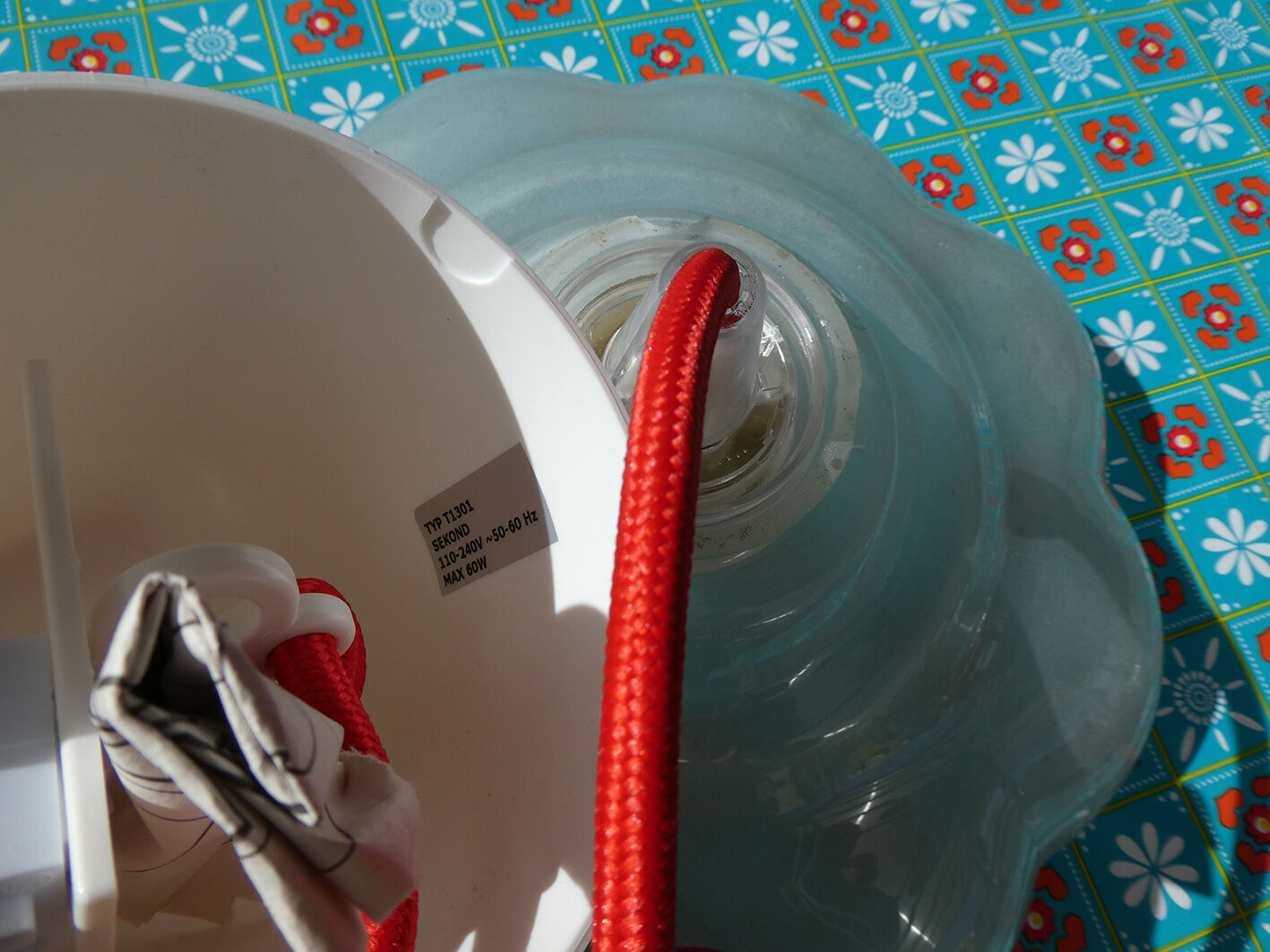 Old hanging lamp, shade glass lamp vintage