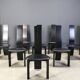 Set of 10 belgian high back dining chairs, 1980s