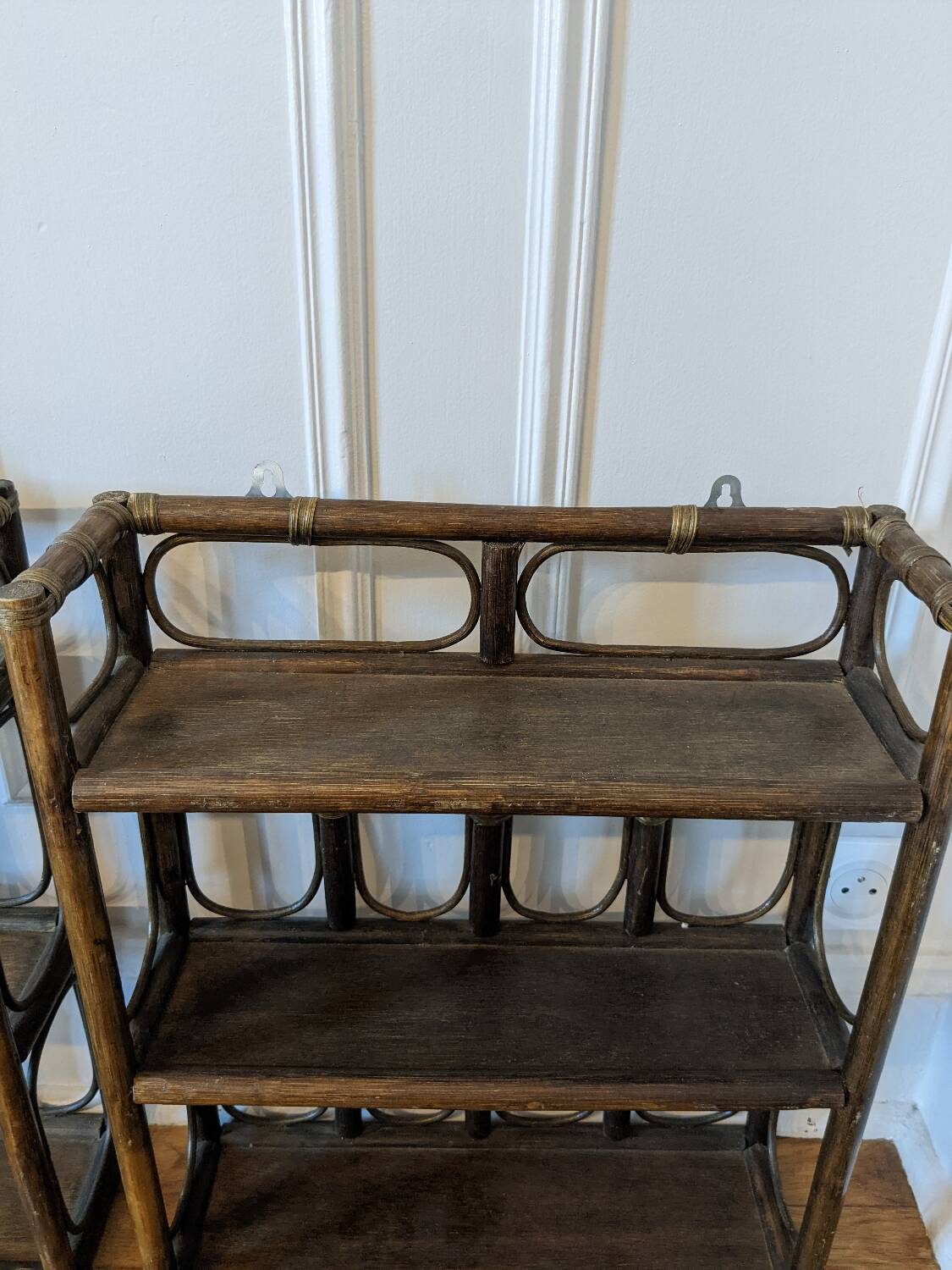 Pair of rattan shelves