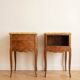 Pair of Louis XV bedside tables with marble and marquetry.