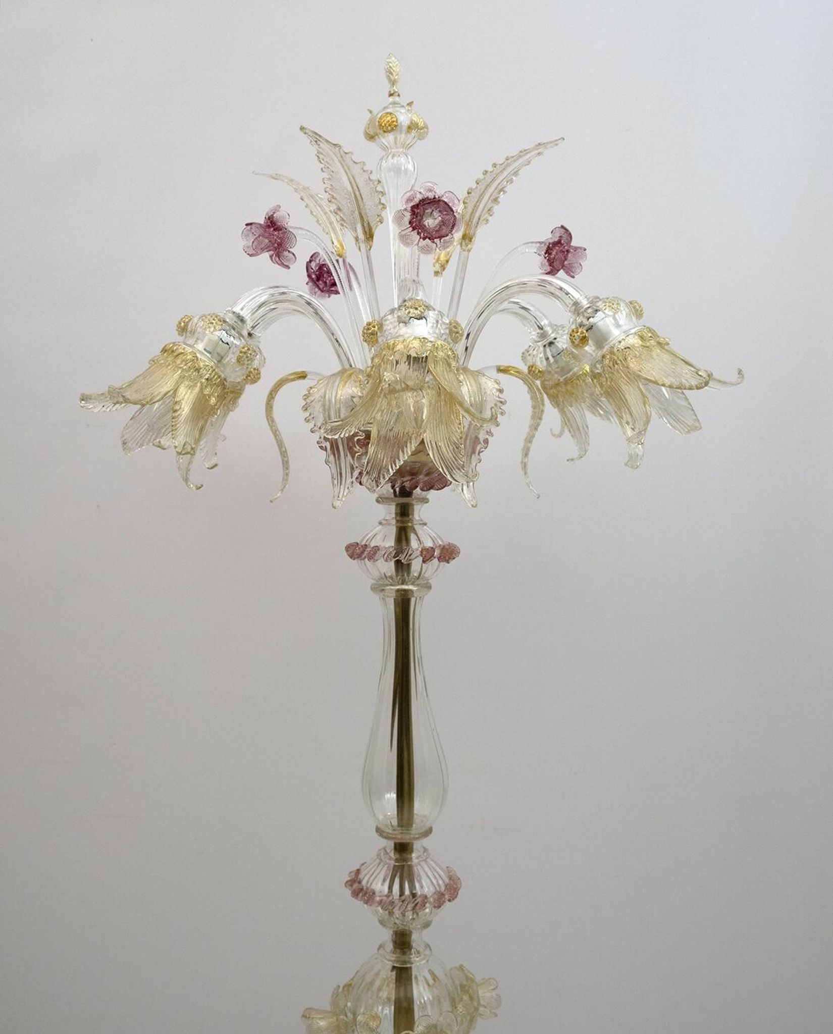 Ca'Rezzonico Blown Murano Glass 6 Arms Floor Lamp, Italy, 1950s