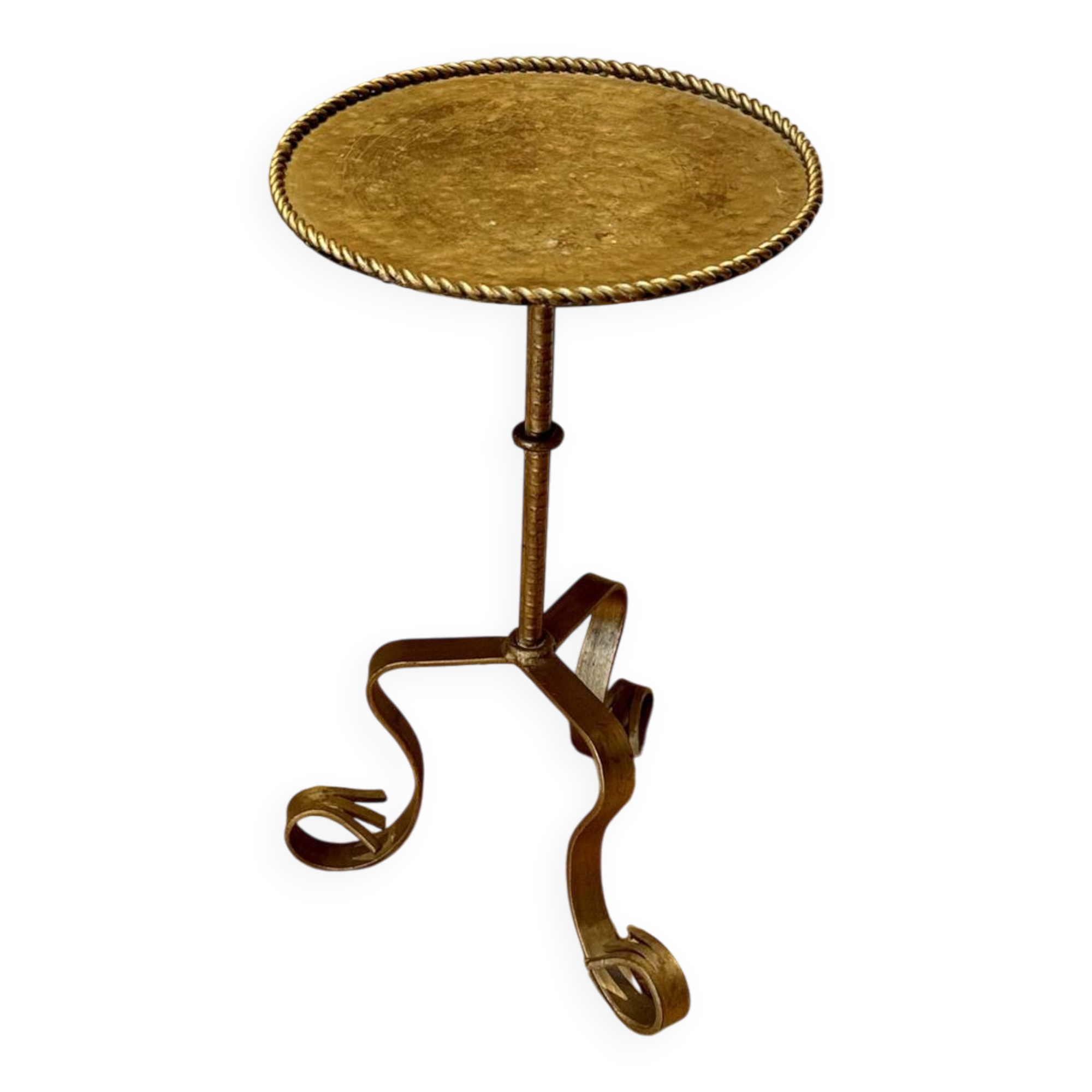 Golden metal side table from the 1960s.