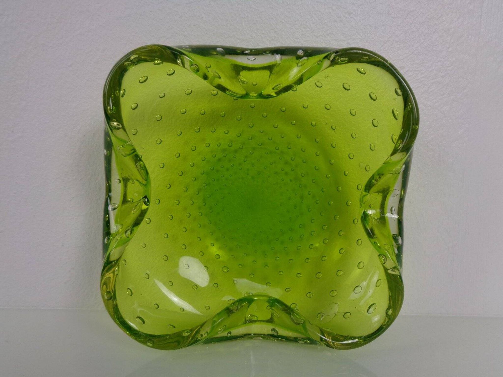 Green Sommerso Murano Glass Ashtray, Italy, 1960s