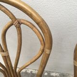 Table in rattan and smoked glass - 3 chairs