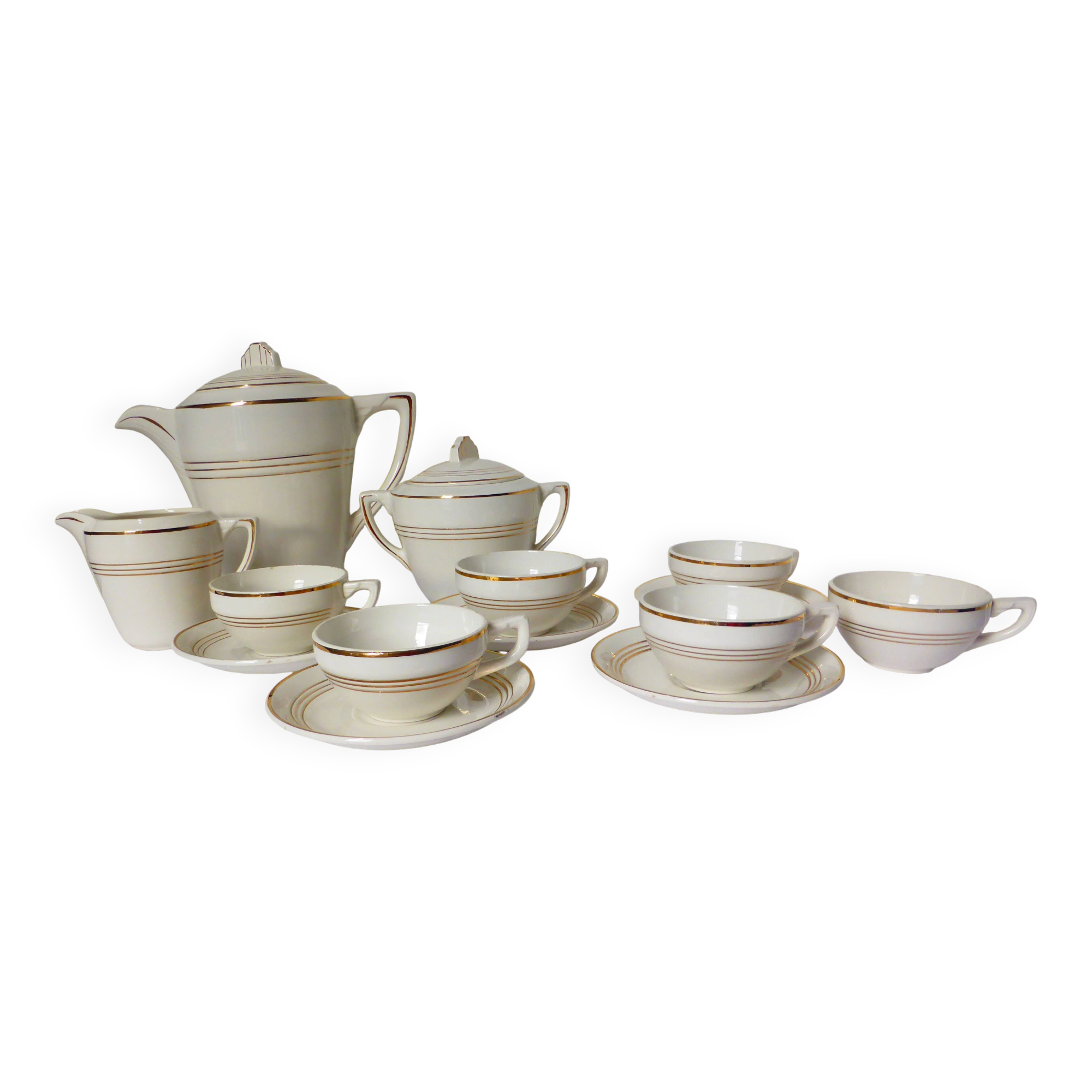 Céranord coffee service with gold trim 220574