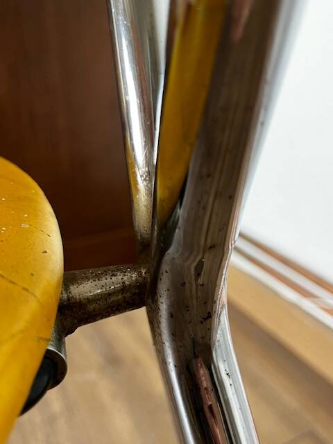 Yamakado chair, chrome and yellow skai