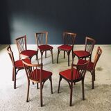 French Reconstruction Bistro Chairs from Baumann, 1950s, Set of 8