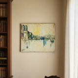 Animated view of a table with sailboats, signed.