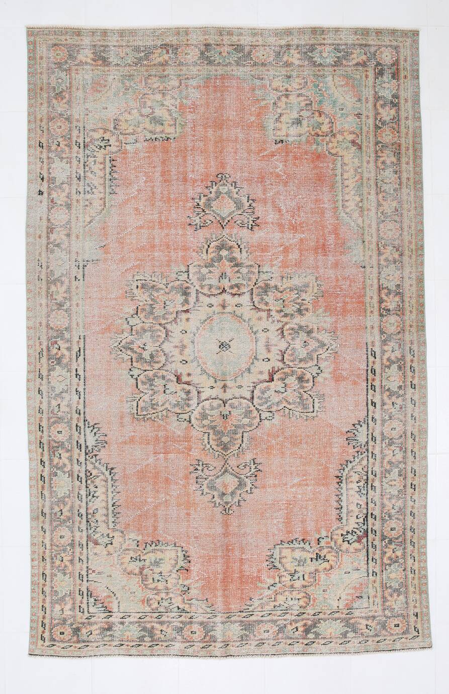 Vintage Salmon & Beige Classic Turkish Rug, 185x291Cm