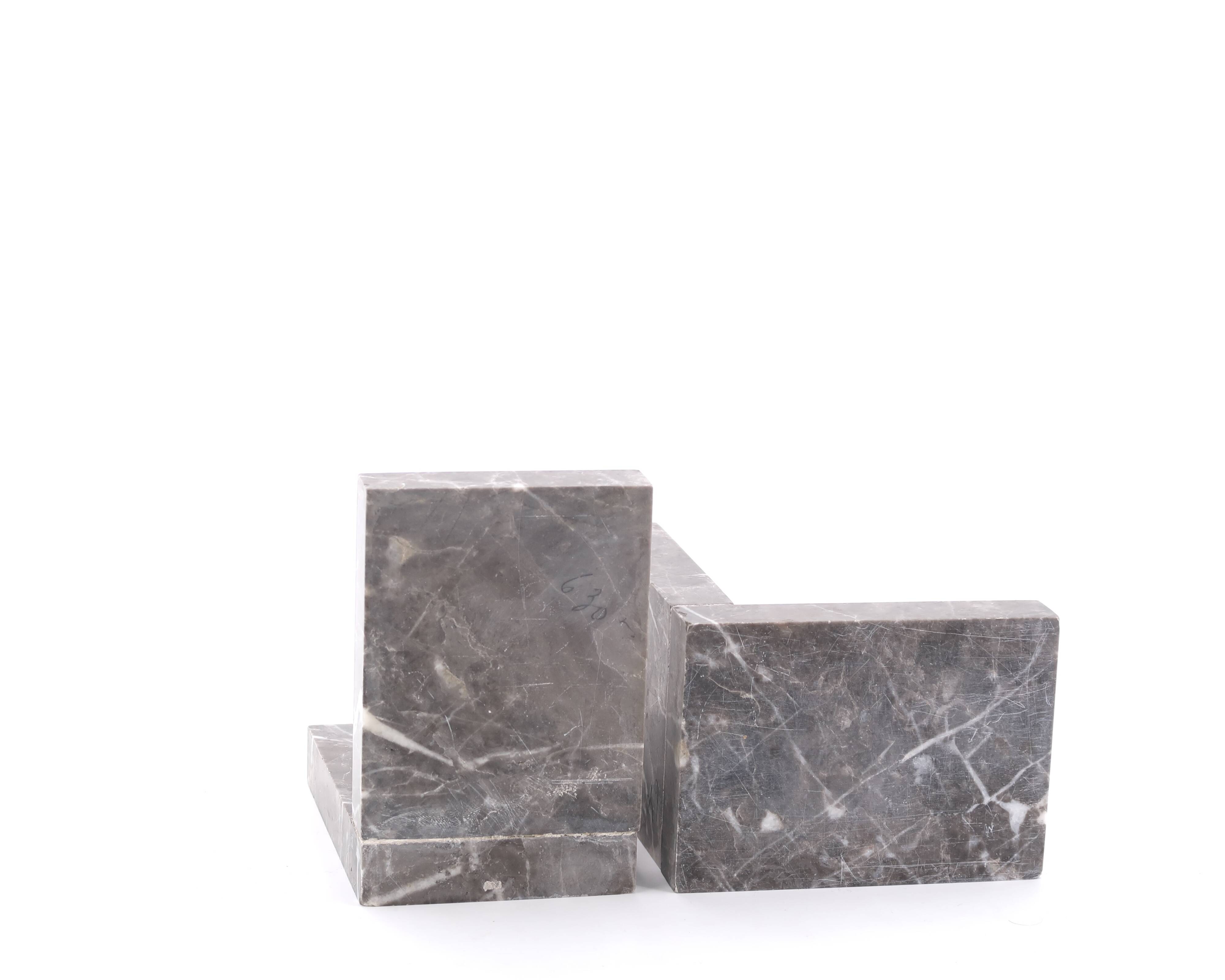 Art Deco Grey Marble Bookends