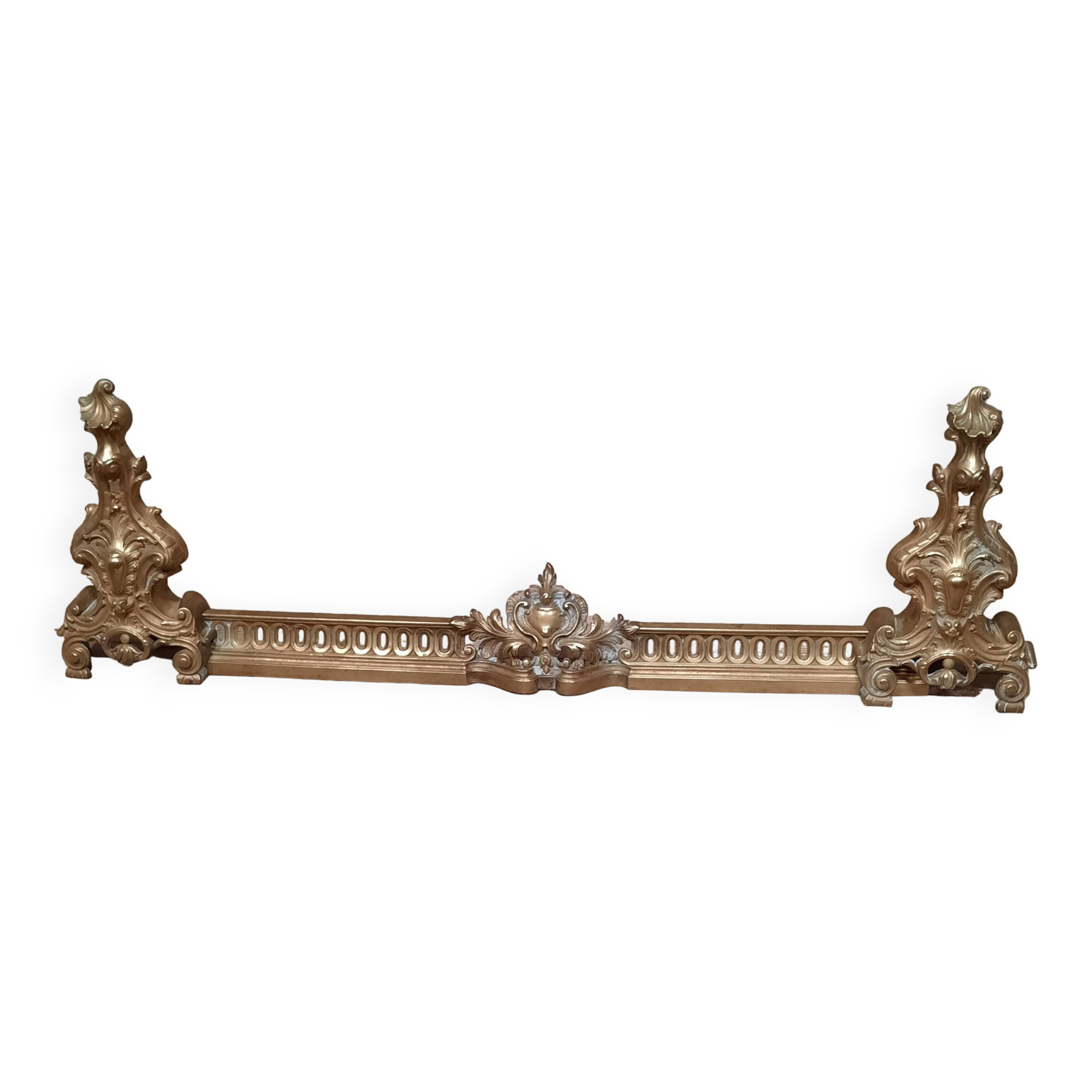 Barre de foyer en bronze doré
