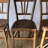 Set of 5 beech wood bistro chairs from the 1950s