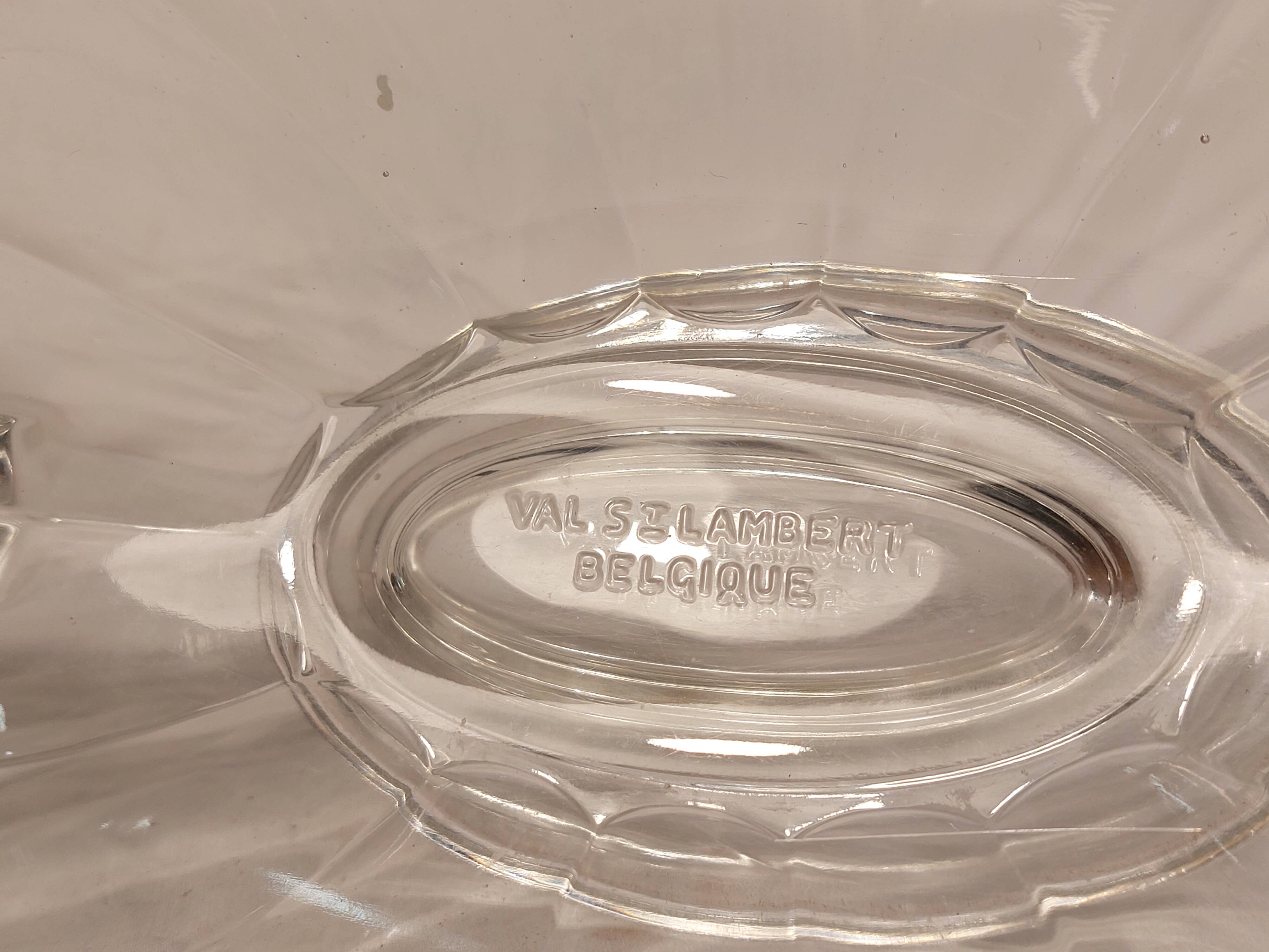 Oval cup with Art Deco handles "Noémie" - Cristal Val St Lambert Belgium