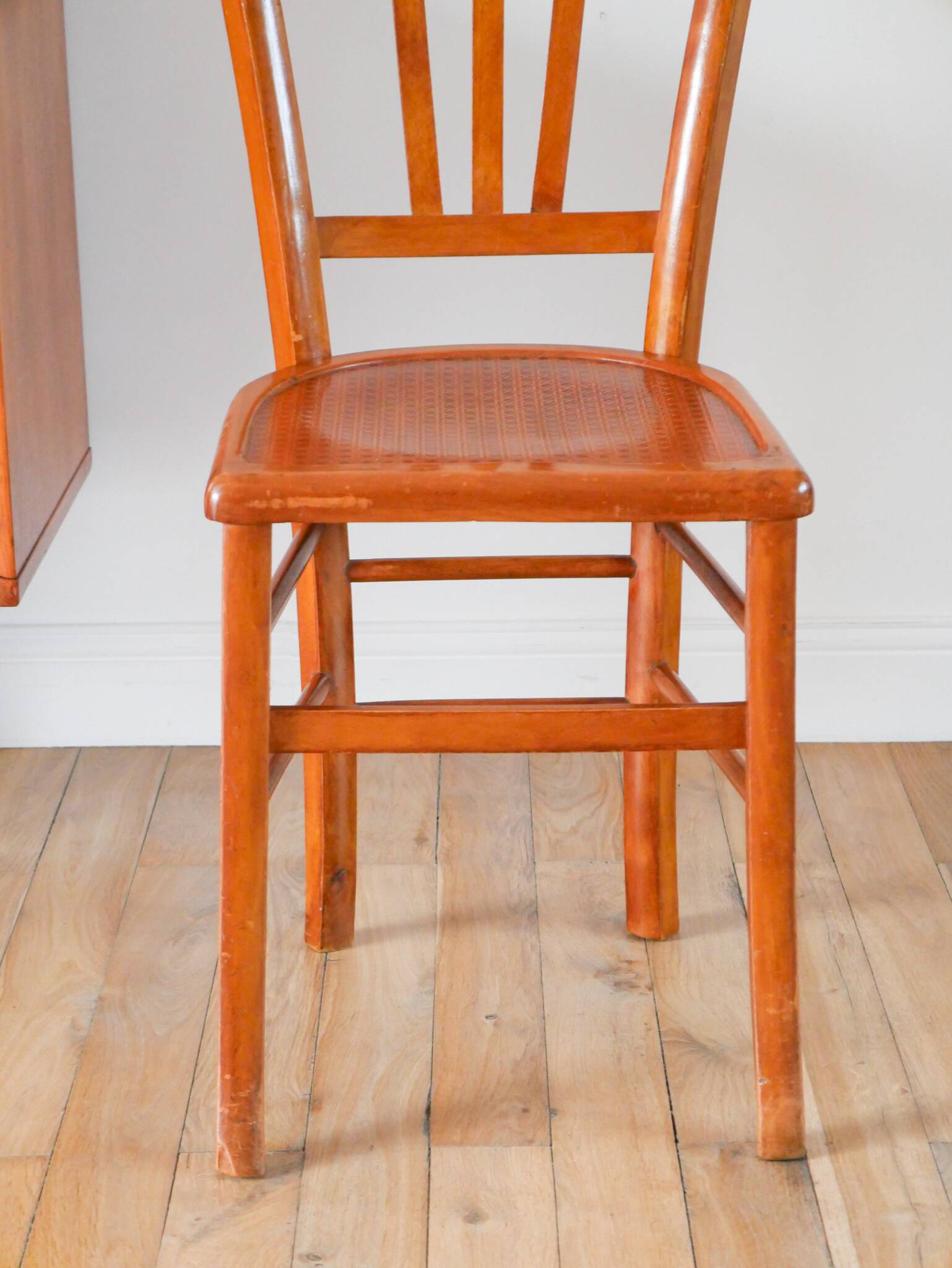 Set of 4 Luterma bistro chairs, cane effect, 1950