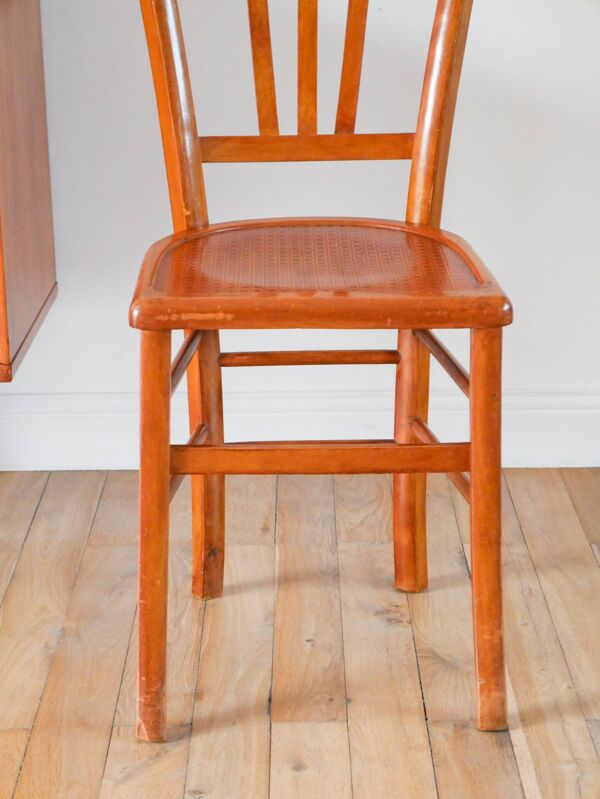 lot de 4 chaises bistrot Luterma, effet cannage, 1950