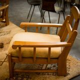 Armchairs in elm published by Maison Regain 1980