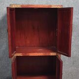 Asia, 20th century: Lacquered cabinet decorated with vases of flowers in hardstone