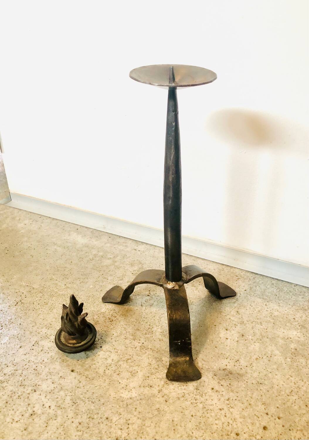 Brutalist wrought iron candle holder