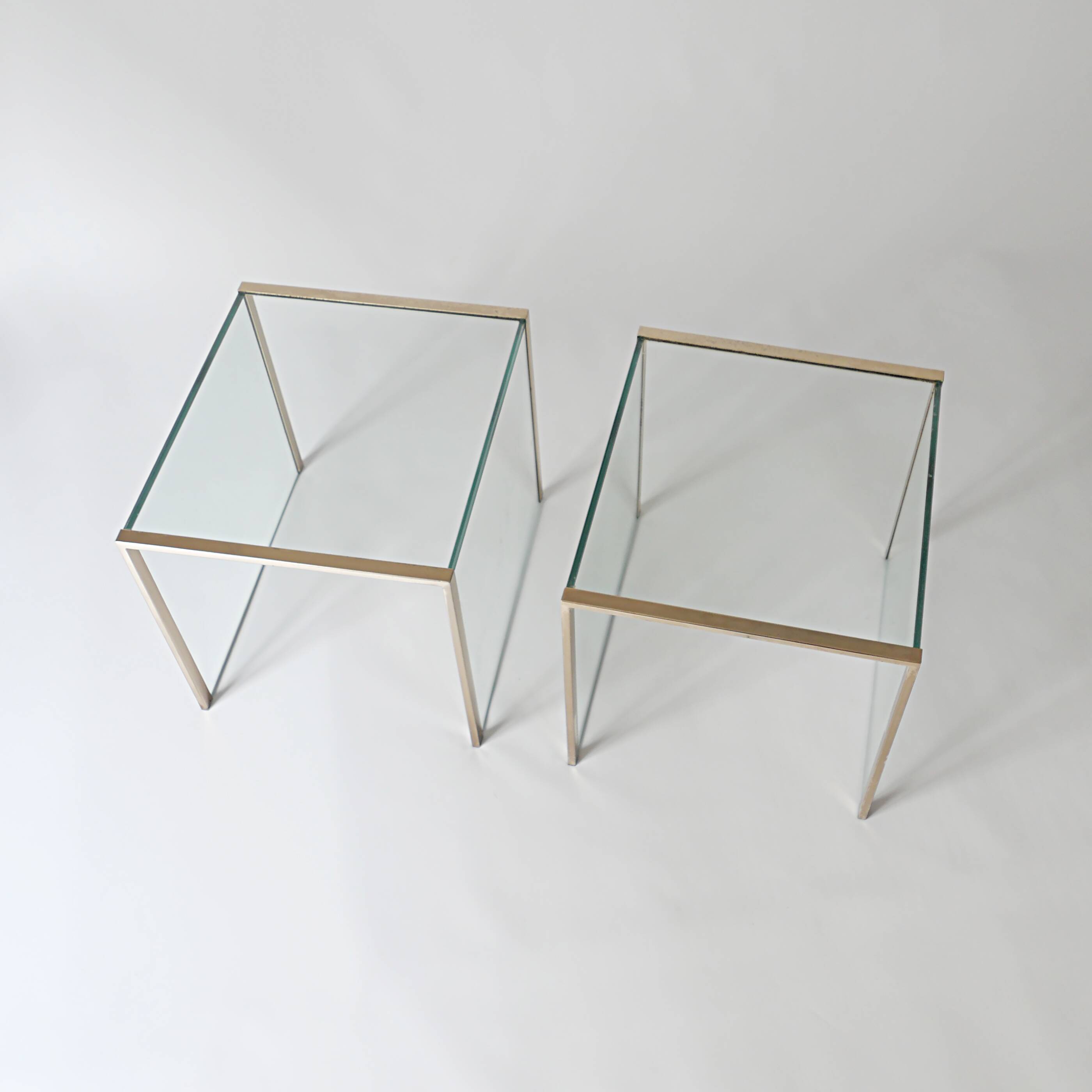 3 nesting coffee tables in glass and gilded metal, 1950-1970