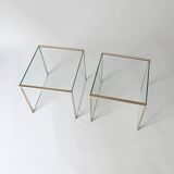 3 nesting coffee tables in glass and gilded metal, 1950-1970