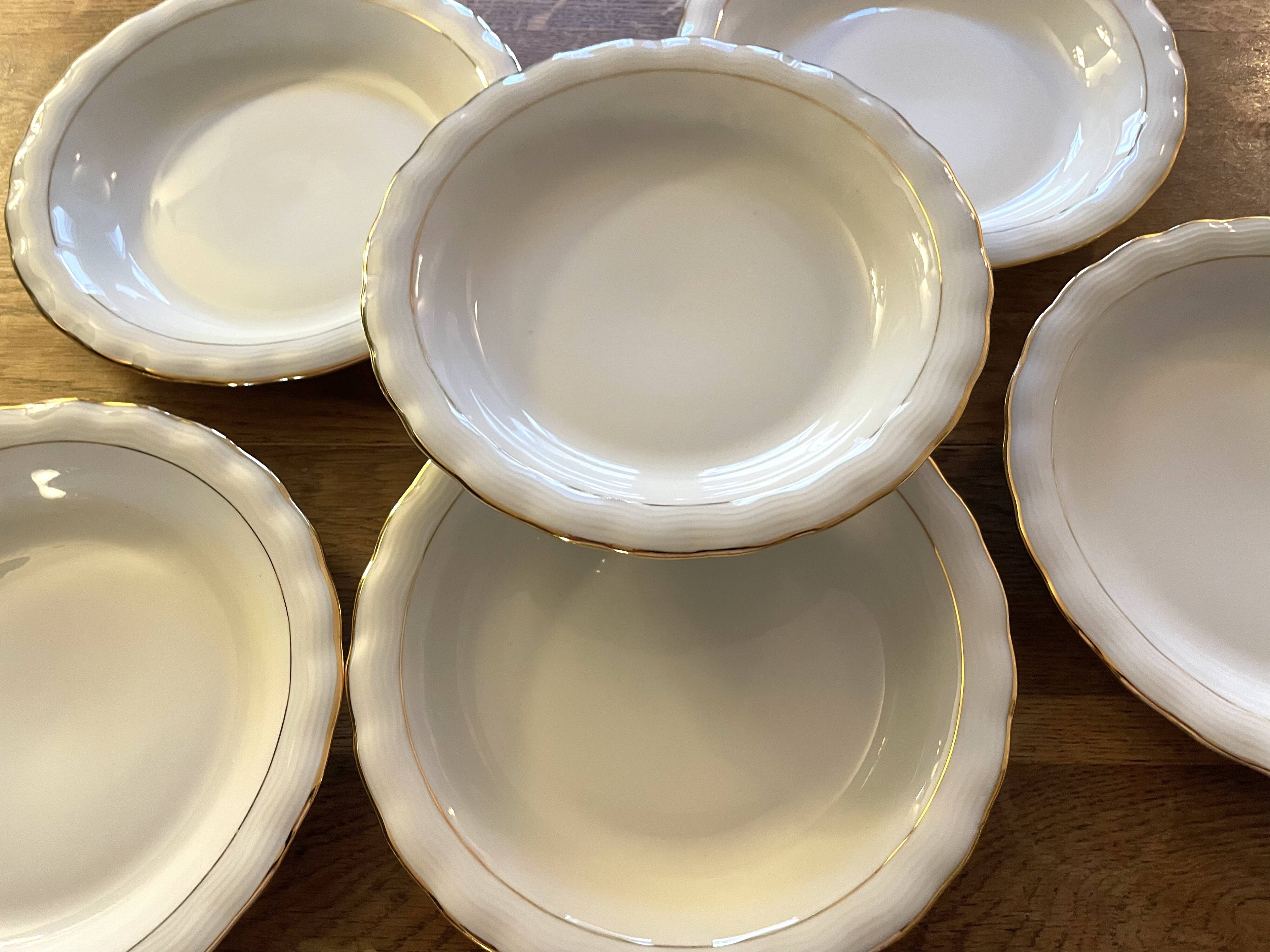 6 Limoges porcelain soup plates signed P. Dessagne in very good condition