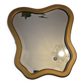 Vintage organic mirror in bevelled gold wood (60x50cm) - Art Deco.