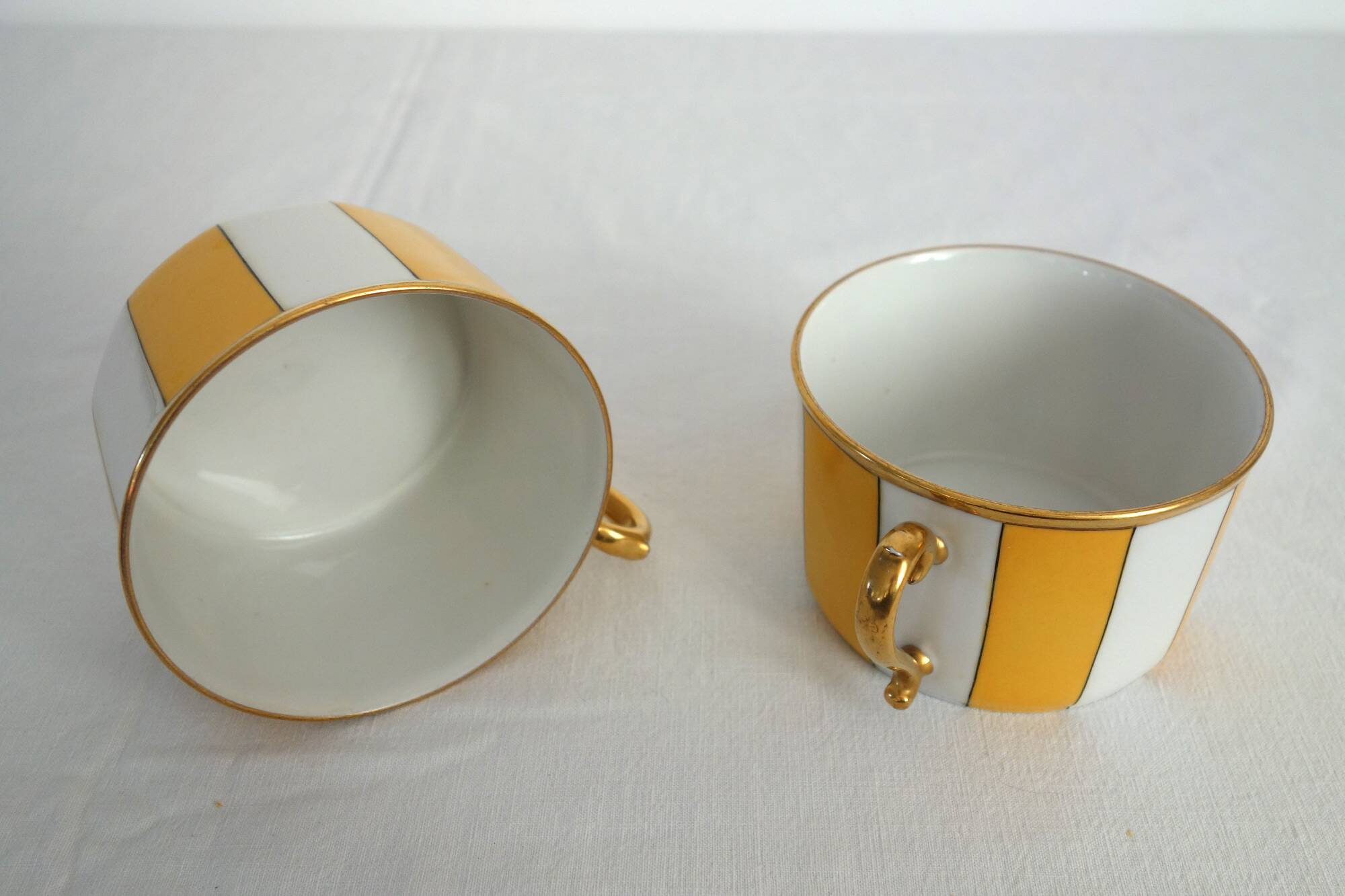 2 vintage Limoges porcelain cups with saucers