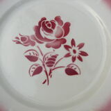 Set de 8 assiettes badonviller art déco  fleurs rouges