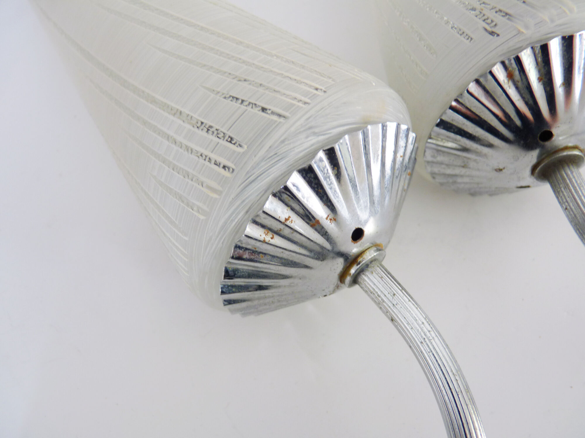 Pair of vintage metal wall sconces with glass tube 1970