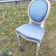 Chair Medallion velvet blue patina white Louis XVI