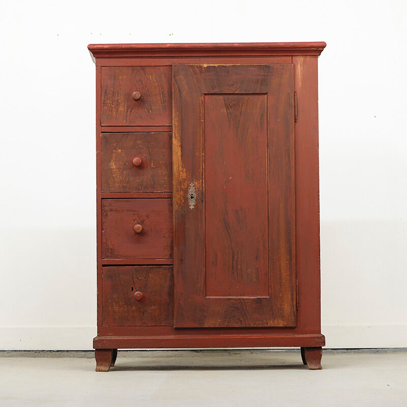 Antique painted kitchen bread cabinet