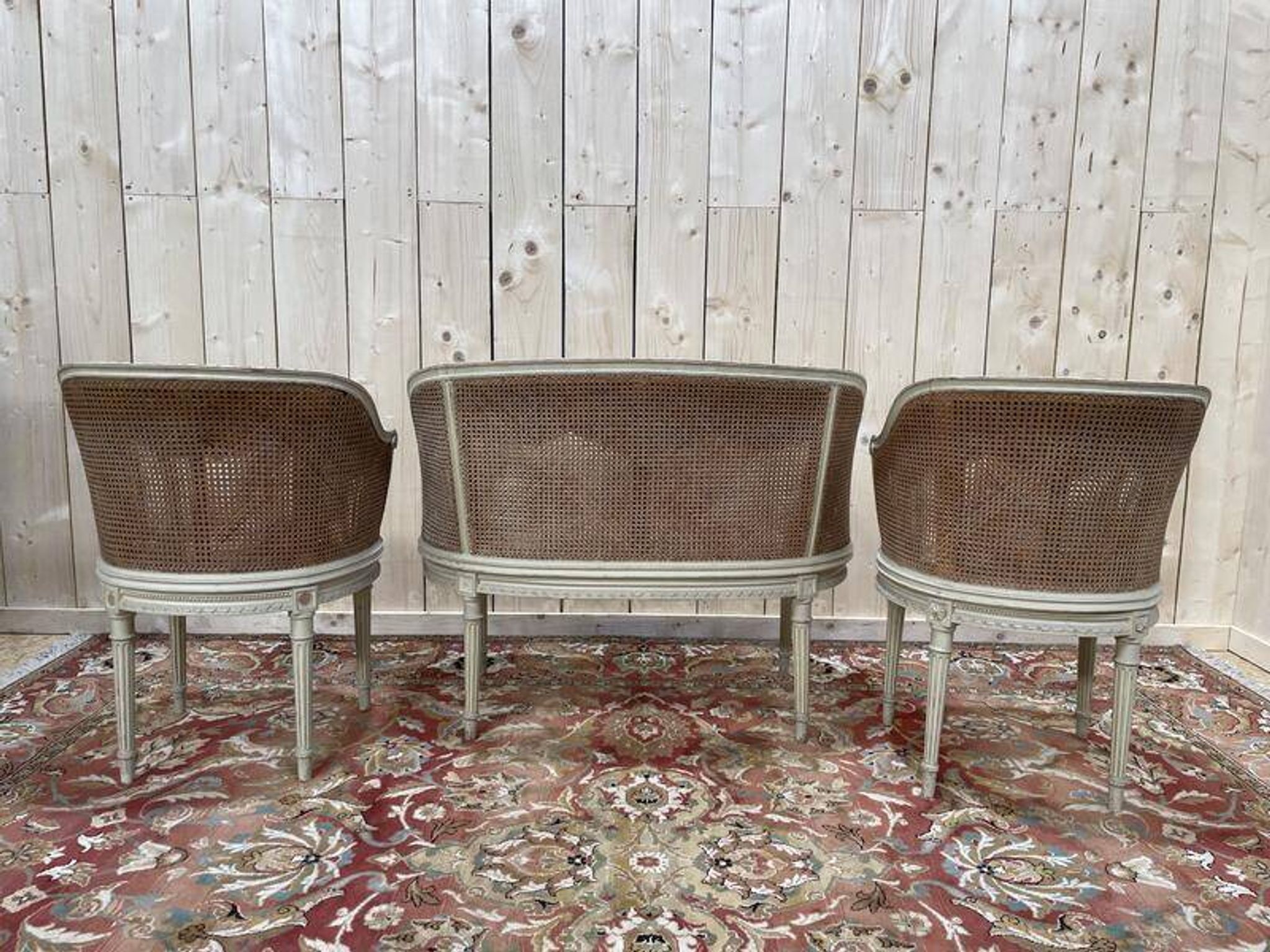 Salon de style Louis XVI en cannage 1900