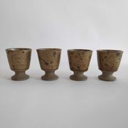 Suite of 4 cups or glasses mazagrans vintage in sandstone of the years 60