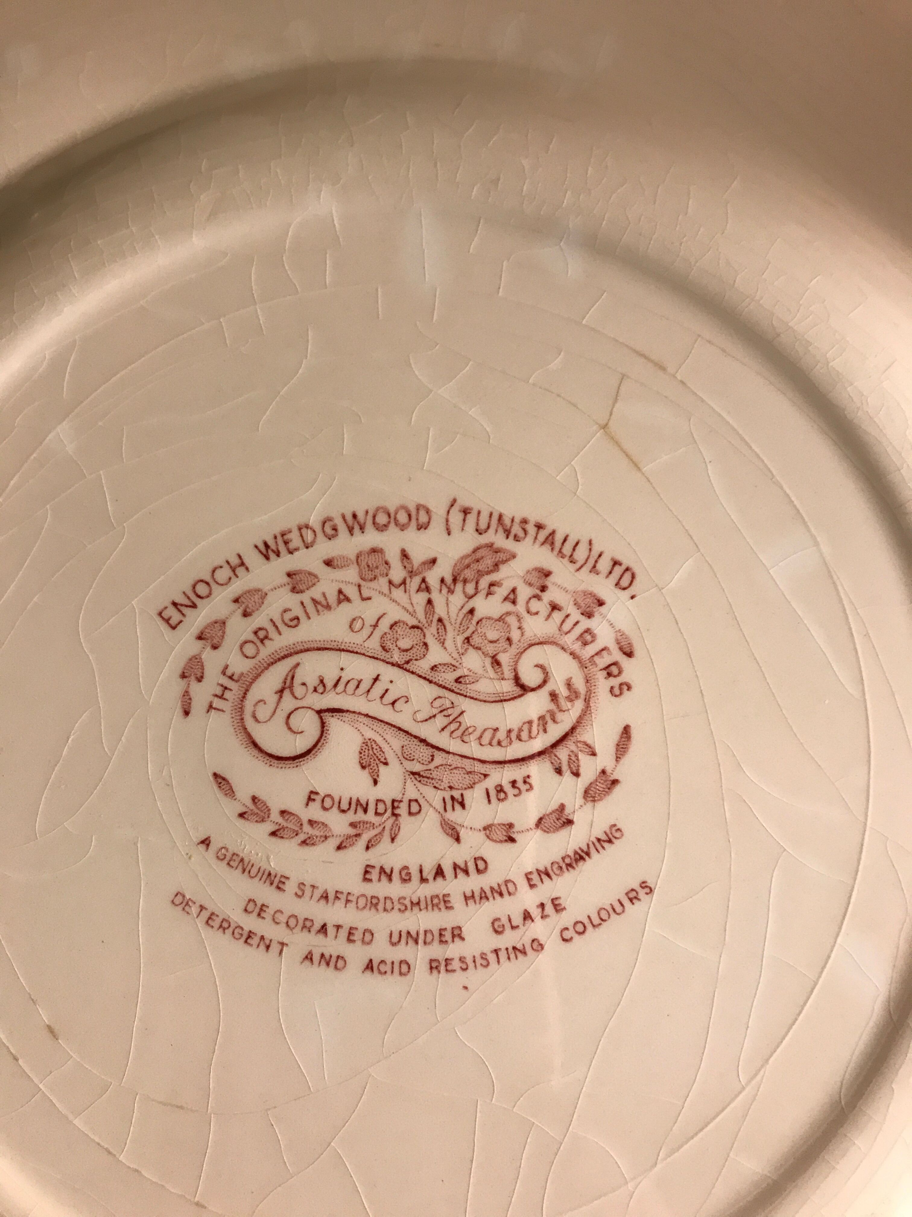 Lot of 6 flat plates wedgwood model pheasant pink Asian pheasant