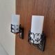 Pair vintage wrought iron wall lamps
