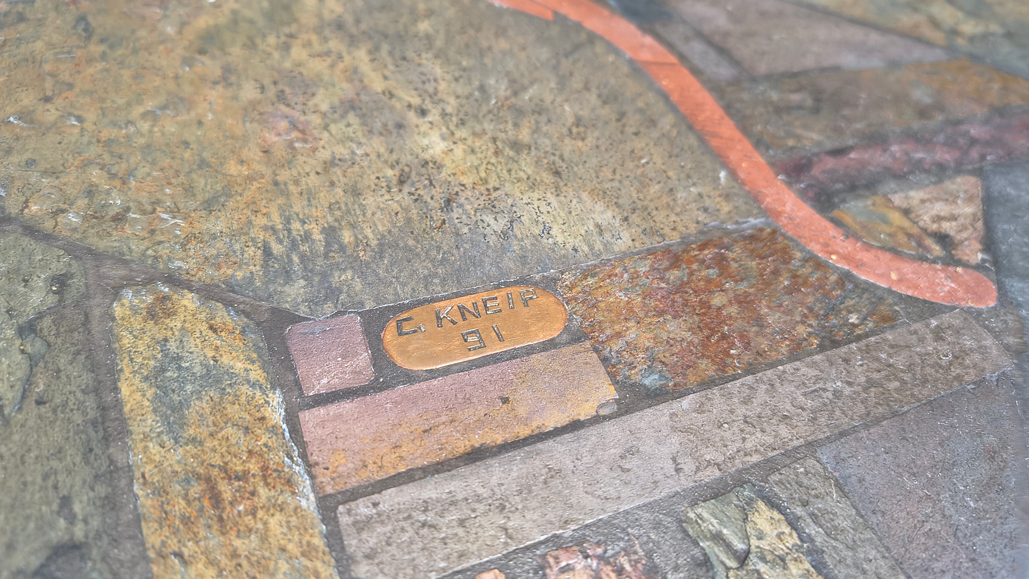 Brutalist side table by C. Kneip, 1991