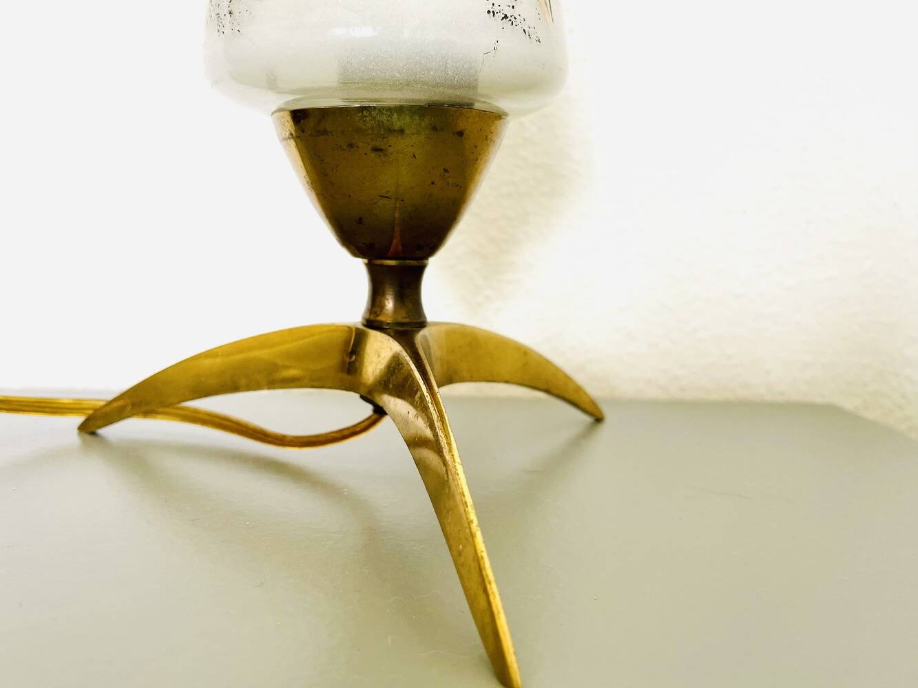 Space Age 1950s brass tripod table lamp