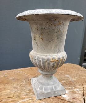 Small cast iron garden vase grey