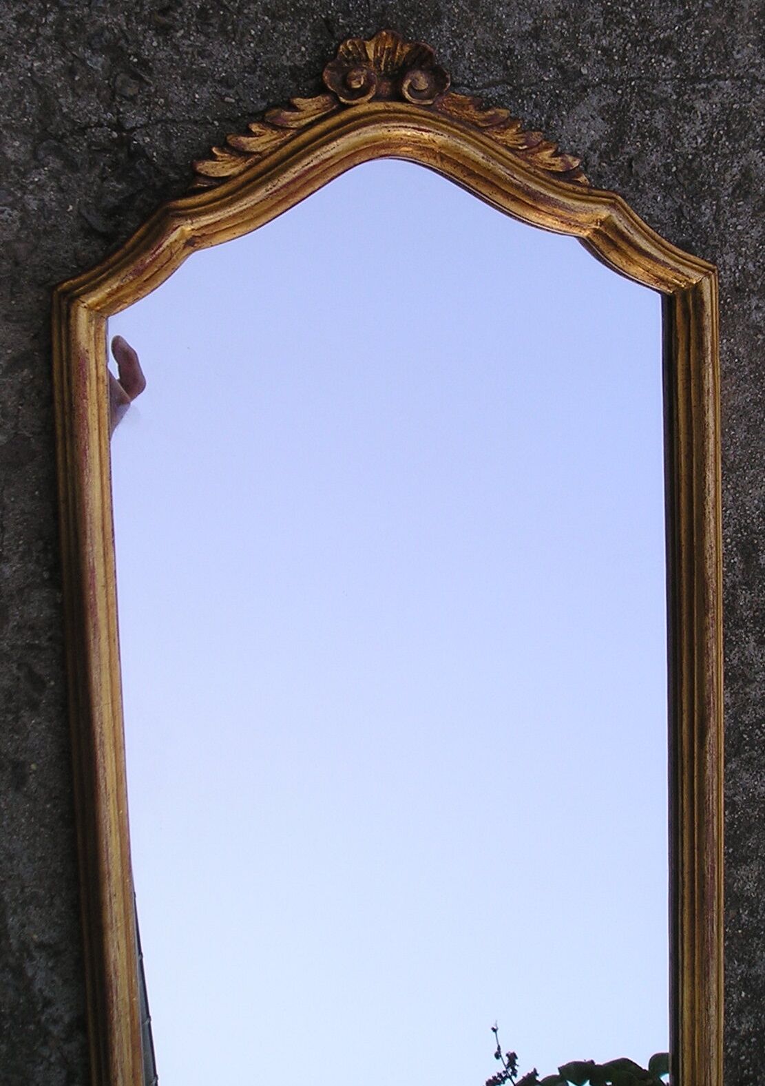70s foot mirror in gilded wood 110 x 27 cms