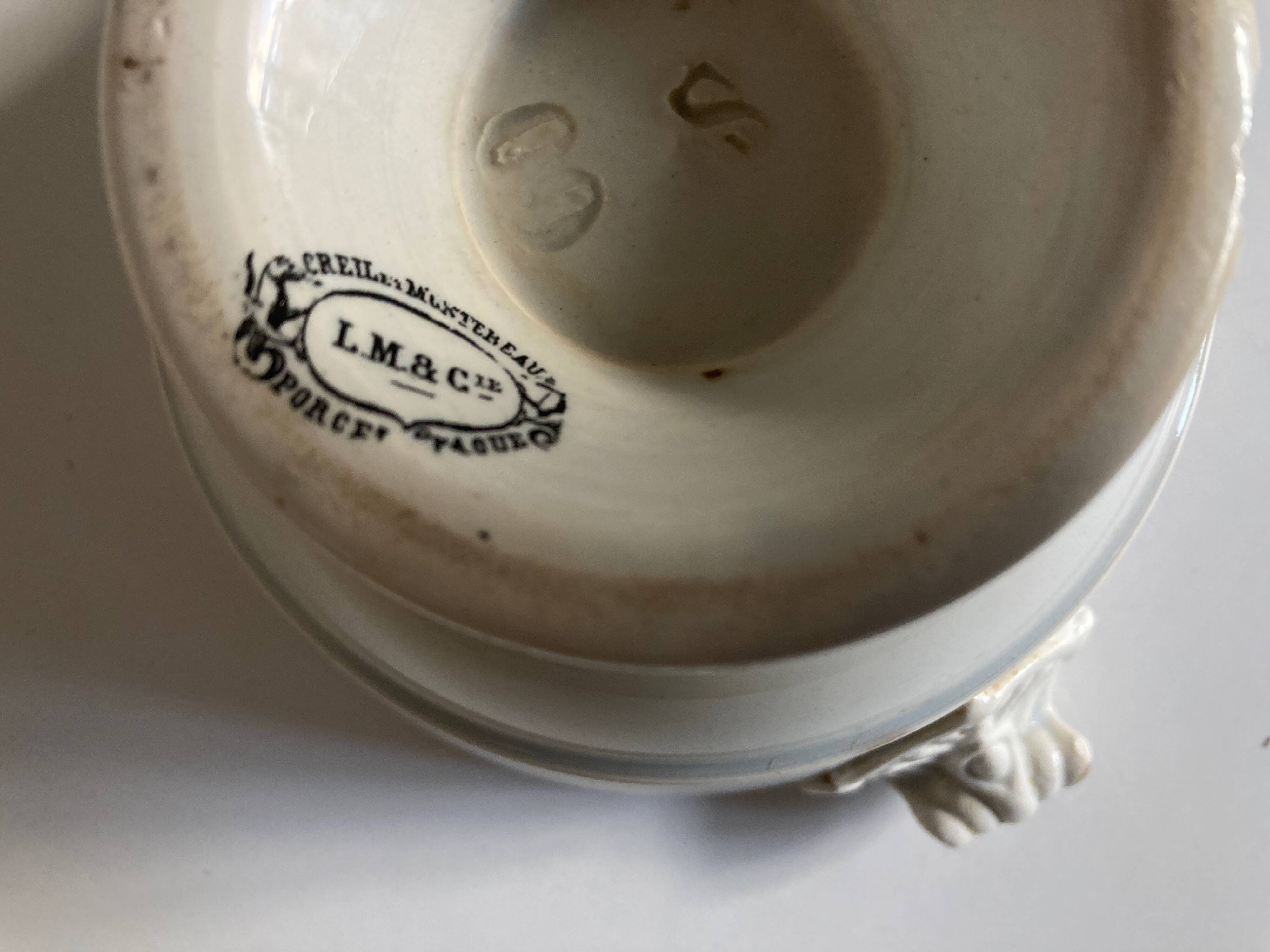 Neo-classical directoire eared bowl Creil and Montereau 1850