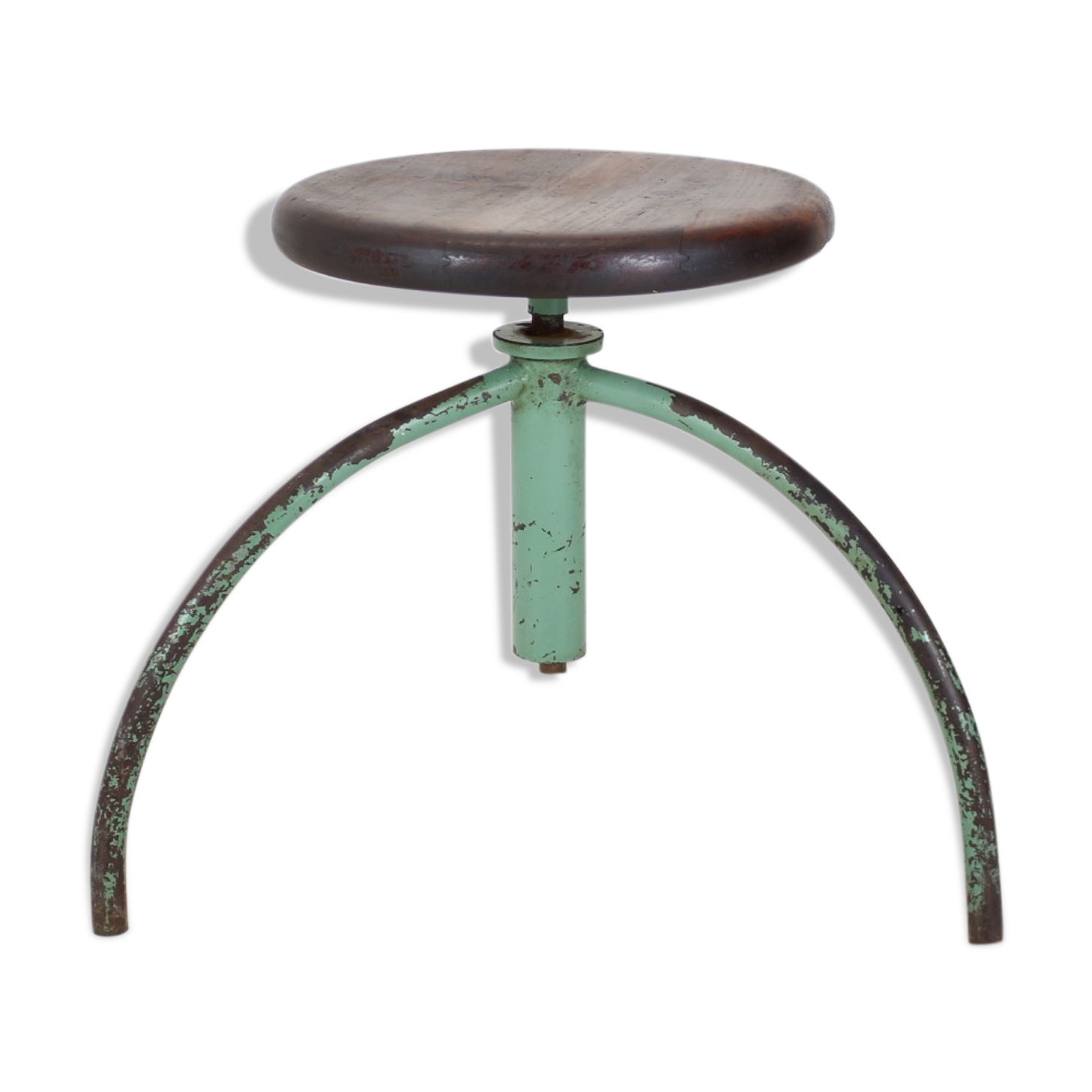 Vintage adjustable industrial stool with patina, 1950s