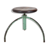 Vintage adjustable industrial stool with patina, 1950s