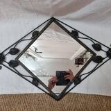 Art Nouveau black iron mirror