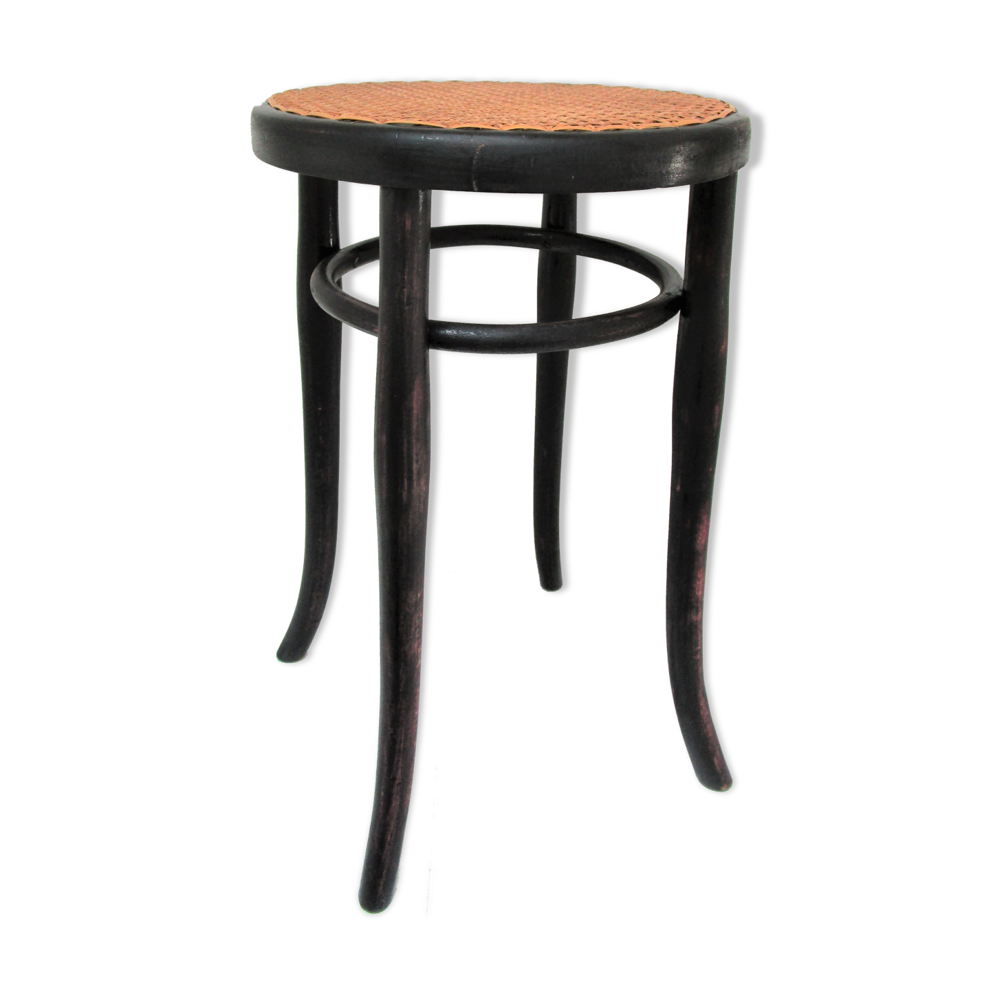 Black skated Thonet stool stamped
