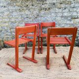 Set of 4 red chairs