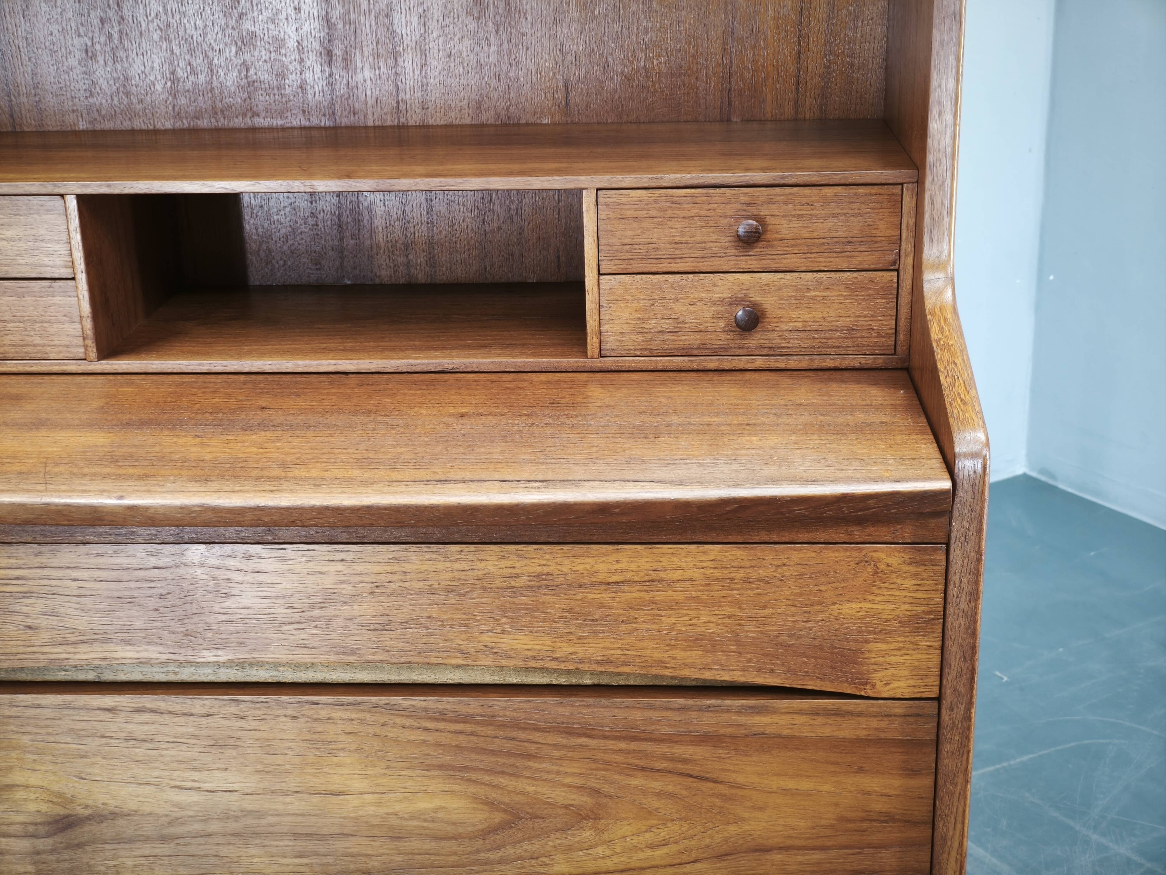 Danish Modern Teak Secretary Writing Desk with Drawers, 1960s