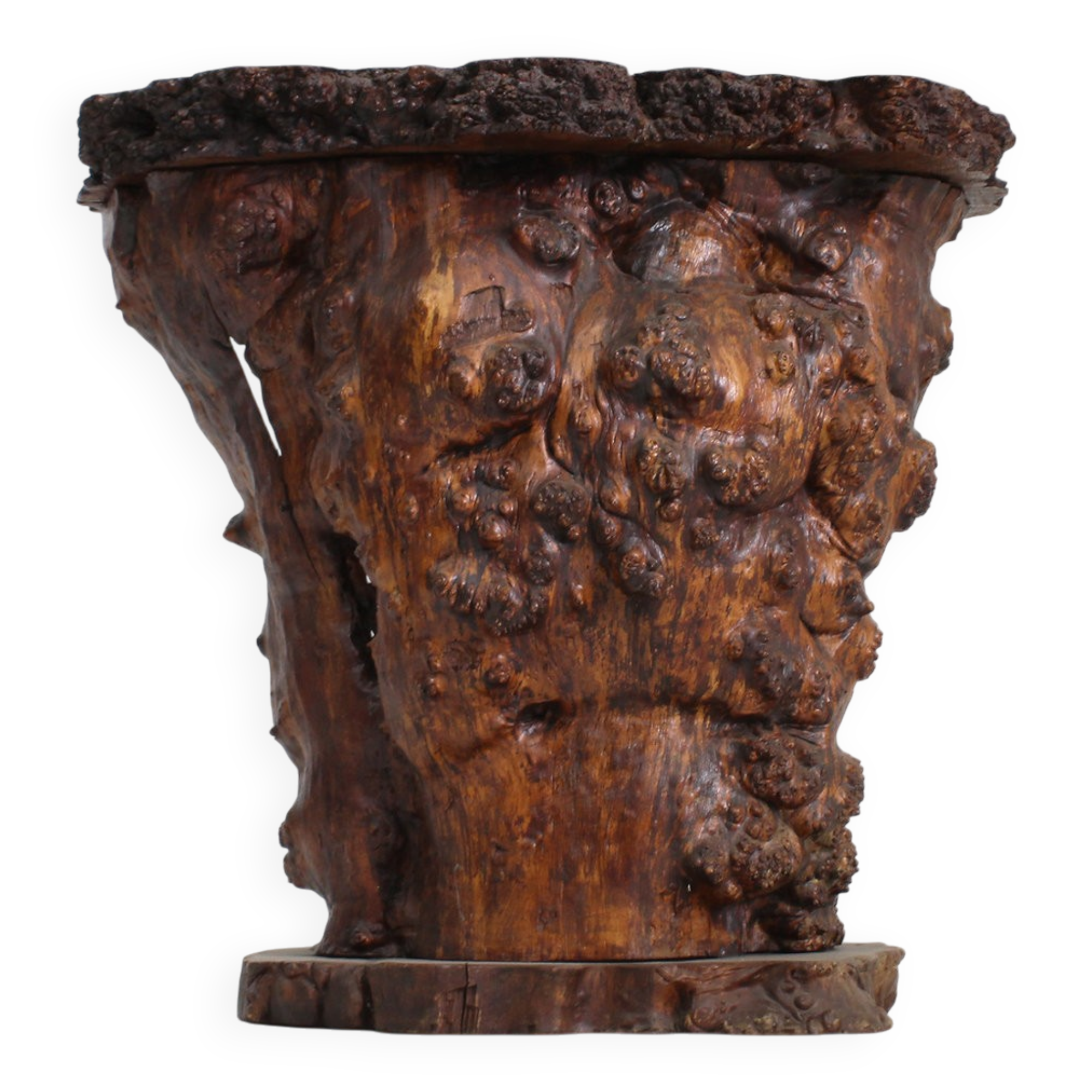 Brutalist tree trunk console bar 1970s